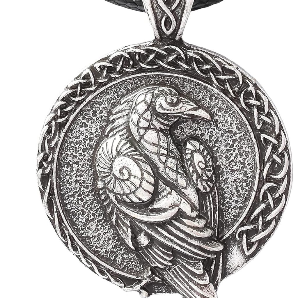 Raven Necklace Viking Celtic Raven Medallion Pendant Norse Raven Jewelry Gift